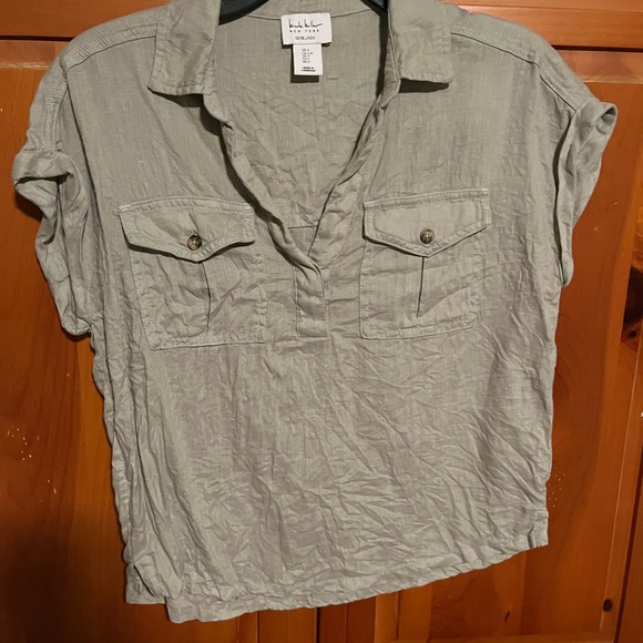 Nicole Miller Olive Button-Down Shirt - Picture 1 of 2